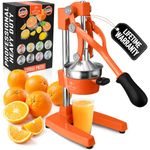 Zulay Kitchen Cast Iron Juicer - Manual Citrus Press and Lemon Squeezer - Premium Quality Heavy Duty Manual Juicer for Orange Juice and Lime Squeezer, Orange