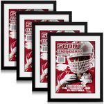 Geetery 4 Pcs Sports Magazine Frame Fits Magazine Measuring 8.5 x 11.25 Inch Magazine Display Frame with Installed Hangers and Core Matting Plastic Frames for Sports Magazines(Black (White Mat))