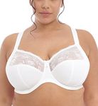 Elomi Womens Morgan Underwire Banded Stretch Lace Full Coverage Bra, White, 42G US, White, 42G