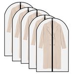 Garment Bag Clothes Storage Bags, 5 Pack Coat Cover Garment Dust Cover Bags with Zipper for Coat Suits Dresses Costumes Uniforms (56 x 24 in, XXL)