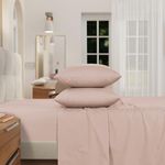 Taram Textiles Izod - Egyptian Cotton Percale Sheet Set, Light & Crisp Touch, Breathable Long-Staple Cotton, Deep Pocket Sheets (200 TC, Queen/Blush Rose)