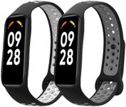 kwmobile Straps Compatible with Xiaomi Smart Band 8 Active Straps - 2X Replacement Silicone Watch Bands - Black/White/Black/Grey