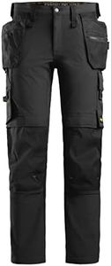 Snickers Workwear Men's Allroundwork Full Stretch Work Pants with Holster Pockets, Black/Black, 34W x 30L