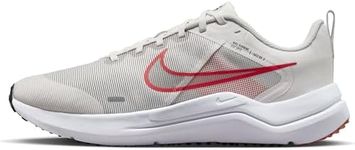 NIKE Men's Downshifter 12 Sneaker, Platinum Tint/LT Crimson-Black-White, 9 UK