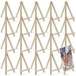 THE TWIDDLERS - 20 Mini Wooden Easel Display Stands, Photo Holder, for Weddings & Events, Table Number Holders - 16 x 9.5 cm