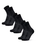 DANISH ENDURANCE Walking Socks Merino Wool Lightweight, Anti Blister Hiking Socks, Breathable Trekking Socks, for Men & Women, 3 Pack, Black, 9-12