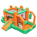 Bounce House Inflatable Slide Hamster Jumping Castle Kids Bouncy Castle with Blower,Ball Pit,Target Game,Toss Ring,Basketball Rim for Wet and Dry