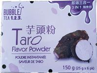 Bubble Tea 123 Instant Taro Flavor Tapioca Powder 150g (25gx6pk) Made in Taiwan Taiwanese Boba Tea Pearl Powder