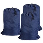 UniLiGis Washable Travel Laundry Bag with Drawstring (3 Pack), Large Dirty Clothes Bag Fit a Laundry Basket or Clothes Hamper, Enough to Hold 4 Loads of Laundry,26x39 inches Navy Blue 3