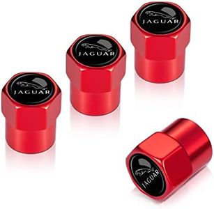 Tire Valve Stem Caps,Wheel Caps Compatible with Jaguar XE XEL XF XFL XJ F-PACE F-Type Series All Models, Metal Air Valve Cover Car Accessory,Not Made by Jaguar,4 Pcs(Red)