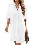 Famulily Women's Shirt Dresses Casual Party Dresses Sundress Midi Dresses Boho Dress for Women Summer White XXL