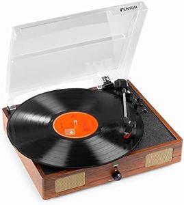 Fenton RP106W Record Player with Built-in Speakers, Vinyl to MP3 USB Conversion, Ceramic Cartridge, Wood