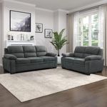 Torque - Jett 5 Seater Fabric Sofa (3+2 Seater, Dark Grey) | 5 Person Sofa | Sofa Set for Living Room, Bedroom, Home, Office Furniture | 3 Years Warranty