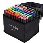 ARTHEHE 80 Colors Markers Pens Set, Permanent Art Marker Pens for Kids and Adults, Double Tipped Graphic Marker Pen for Manga/Anime/Fun doodling