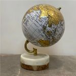 Globe Daddy Home Decor Globe with Ungli-Shaped Gold Arc and Sturdy Marble Base,Modern Globe for Office Decoration (Color-White gold)