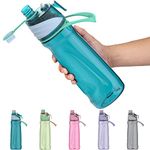 Healter 950ml Misting Water Bottle with Spray Mist for Outdoor Hydartion Cycling Climbing Hiking Mountaineering Gym, Blue