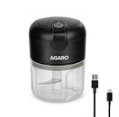 AGARO Elite Rechargeable Mini Electric Chopper, Food Grade Bowl, Stainless Steel Blades, Rechargeable, One Touch Operation, for Chopping Garlic, Ginger, Onion, Vegetable, Nuts, 250 Ml, Black