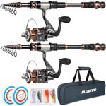 PLUSINNO Fishing Rod and Reel Combos, Toray 24-Ton Carbon Matrix Telescopic Fishing Rod, 12 +1 Shielded Bearings Stainless Steel BB Spinning Reel