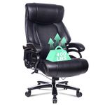 REFICCER High Back Big & Tall 400lb Leather Office Chair Executive Desk Computer Task Swivel Chair- Heavy Duty Metal Base, Adjustable Tilt Angle, Thick Padding and Ergonomic Design for Lumbar Support
