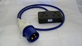 pro elec GENERATOR FLY LEAD 16 amp PLUG TO 13 amp TWIN SOCKET BLUE ARCTIC CABLE