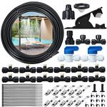 GOTGELIF Misters for Outside Patio, Misting Cooling System 50FT (15M) Misting Line 12 Brass Mist Nozzles with a Faucet Adapters(3/4") Outdoor Mister System Kit for Fan Greenhouse Garden Umbrellas