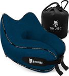 SNUGL Travel Pillow - Memory Foam Neck Cushion - Flight Pillow | Support Neck Pillow for Travel | Travel Neck Pillow for Airplane with Carry Bag & Clip | Flying Travel Essentials (Navy - Regular)