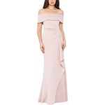 Xscape Womens Ruffled Off The Shoulder Maxi Dress Pink 12