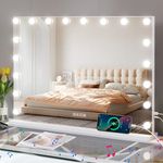 Leishe Vanity Mirror with Lights and Speaker 32"x23" Large Hollywood Vanity Mirror 18 LED Bulbs 3 Lighting Modes Makeup Mirror with Lights USB Charge Port Lighted Makeup Mirror with 10x Magnification