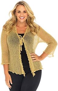 Back From Bali Womens Plus Size Ruffle Shrug Bolero Sheer Cardigan Arm Cover 2X 3X 4X Lightweight, Natural, XX-Large Plus