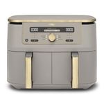Ninja MAX Dual Zone Digital Air Fryer, 2 Drawers, 9.5L, 6-in-1, Uses No Oil, Air Fry, Max Crisp, Roast, Bake, Reheat, Dehydrate, Non-Stick, Dishwasher Safe Baskets, Stone Gold DZ400UKSTGD