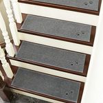 BEQHAUSE Stair Treads for Wooden Steps Non-Slip Machine Washable Carpet Stair Treads 28"X9" Soft Indoor Stair Runner for Kids Elders and Pets, 100% Polyester, 4pcs, Grey