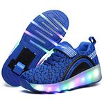 Ufatansy Roller Shoes Kids LED Shoes Light Up Wheels Roller Skates Flashing Fashion Sneakers for Girls Boys (Blue, 11.5 M US = CN 28)