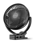 Koonie 10000mAh Rechargeable Portable Fan, 8-Inch Battery Operated Clip on Fan, USB Fan, 4 Speeds, Strong Airflow, Sturdy Clamp for Office Desk Golf Car Outdoor Travel Camping Tent Gym Treadmill,Black