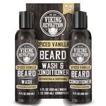 Viking Revolution - Beard Shampoo And Conditioner - Natural Beard Wash & Beard Conditioner With Argan & Jojoba Oils - Softens & Strengthens - Gifts For Men - Spiced Vanilla - 2 x 150 ml