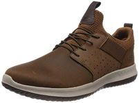 Skechers Men's Delson Axton Slip On Trainers, Dark Brown Leather, 8 UK