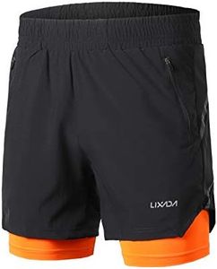 Lixada Hombres Pantalónes Cortos de Running 2-en-1, Pantalones Cortos de Atletismo/Pantalones Cortos de Fitness Maratón, Transpirable Pantalones+Secado Rápido