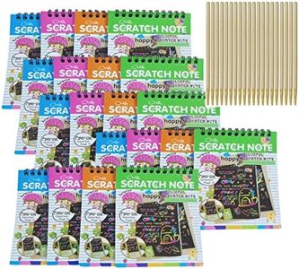 FavorCa 20 Pack Rainbow Painting Scratch Paper for Kids Arts & Crafts with 20 Wooden Styluses ,4 Colors Scratch Drawing Note Pads in 5.5x3.9 Inches Gifts for Boys & Girls (200 Pages), RB-01
