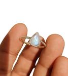 Natural Rainbow Moonstone Gemstone 925 Sterling Silver Handmade Pear Shape Birthstone Gift for Women Stackable All Size Rings From F to Y (UK) Jewelry