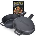 Tortillada - Cast Iron Skillet (26 cm) & Pot | Dutch Oven (3.5 Liter) | Preseasoned Cast Iron Combo Cooker + Handle Holder + E-Book with 50 Recipes, Kitchen Cookware