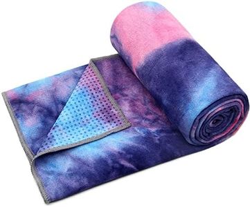 Yoga Towel,Hot Yoga Mat Towel with Grip Dots Sweat Absorbent Non-Slip for Hot Yoga, Pilates and Workout 24" x72, Purple & Blue