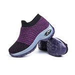 Hitmars Womens Trainers Ladies Sneakers Lightweight Mesh Walking Running Sports Gym Knit Shoes Air Cushion Casual Comfy 2-Purple Size 6.5 (40EU)