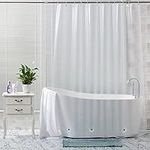 WedDecor PEVA Shower Curtains with Bottom Magnets Heavy Duty Transparent Shower Curtain Liner Mildew & Mould Resistant With 12 Curtain Hooks Waterproof Bath Curtain, 180cm x 180cm