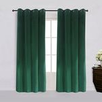 Super Soft Signature Velvet Curtains Set of 2 Dark-Green Classic Blackout Panels Home Theater Grommet Drapes Eyelet 52Wx84L-inch Dark Green(2 Panels) with Matching Tiebacks