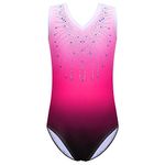 ZNYUNE Girls Gymnastics Sparkle Gradient Color Leotards for kids 3-14 Years 180 PinkRose 4A