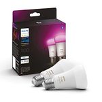 Philips Hue White and Colour Ambiance Smart Light Bulb 2 Pack 75W - 1100 Lumen [E27 Edison Screw] With Bluetooth. Works with Alexa, Google Assistant and Apple Homekit