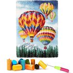 Emistem Latch Hook Rug Kits for Kids Adults, DIY Mat Tapestry Carpet, Crylic Yarn, Pre-Printed Canvas, Gift Packaging Handmade Crafts for Beginner. (Colorful Hot Air Balloons, 20x15")