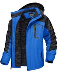 TACVASEN Men's Ski Jacket Windproof Fleece Liner Jacket Winter Snow Hooded Coat, Blue, L