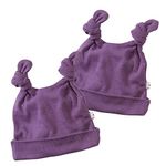 Babysoy Baby Girls' Double Knot Hat- 2 Pack, Eggplant, 6-12 Months