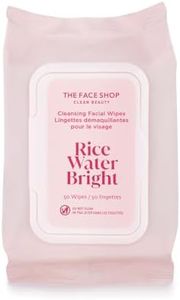 The Face Shop Rice Water Bright Makeup Remover Wipes for Face with Rice Extract, Brightening, Moisturizing, Infused with Cleansing Milk, Vegan Disposable Cleansing Facial Wipes, Korean Skin Care