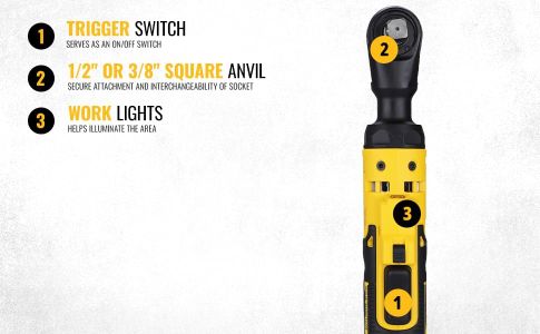 DEWALT 18V XR Brushless 1/2" Open Head Ratchet – Bare Unit